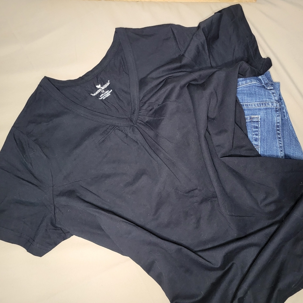 Woman Within Plain Black Tee
